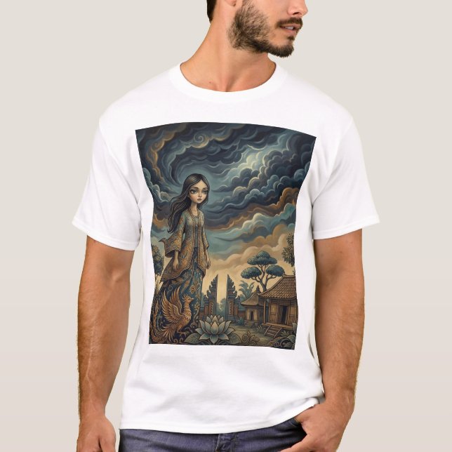 Golden Phoenix Girl – Lotus Sky Reverie T-Shirt (Front)
