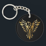 Golden Phoenix Keychain<br><div class="desc">Classic gold and black design of a golden phoenix emblem set against a black background on gifts and accessories, all available to customize and make personal to you.</div>