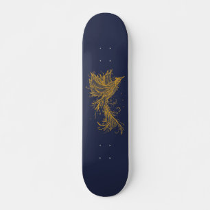 Golden Phoenix on Blue Skateboard