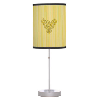 Golden phoenix on gold bands table lamp