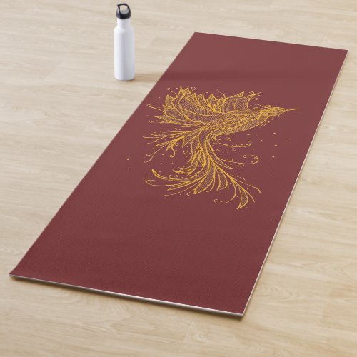 Golden Phoenix Red and Blue Yoga Mat