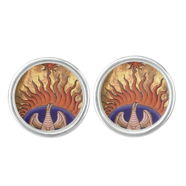 Golden Phoenix Rising From the Ashes Cufflinks (Front)
