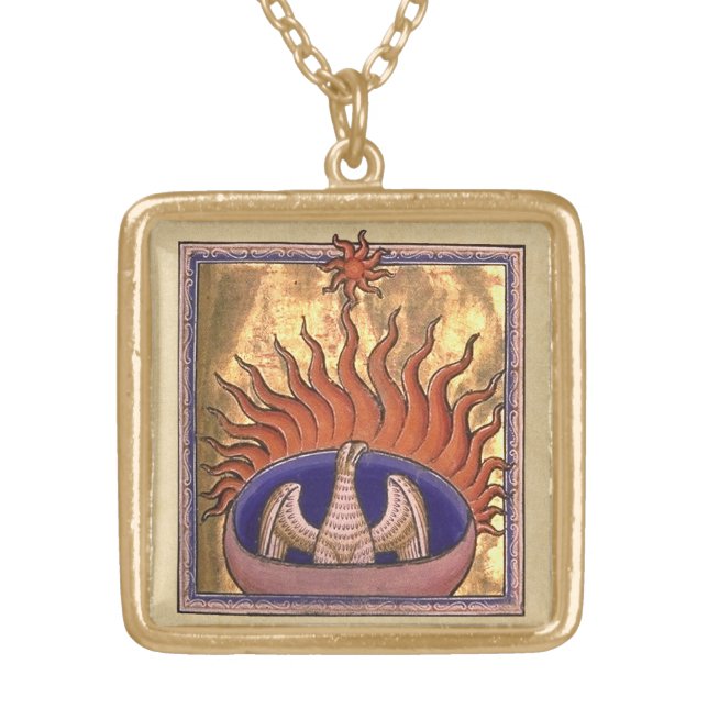 Golden Phoenix Rising From the Ashes Gold Plated Necklace (Front)