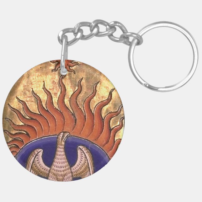 Golden Phoenix Rising From the Ashes Keychain (Back Right)