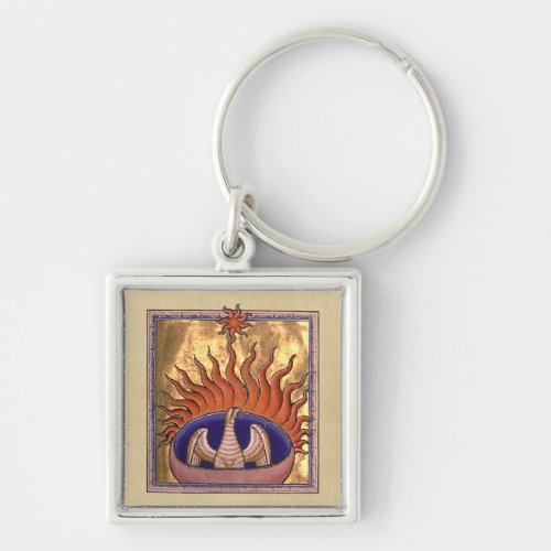 Golden Phoenix Rising From the Ashes Keychain