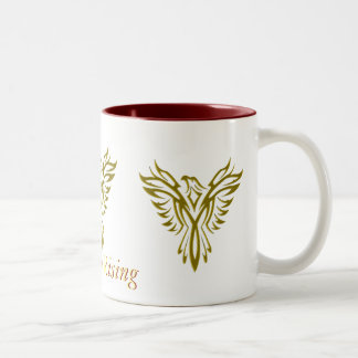 Golden Phoenix Rising two tone mug