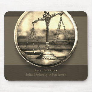 Golden Photo Scales of Justice Law Office Mouse Pad