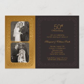 Golden Photos 50th Wedding Anniversary Party Invitation by superdazzle at Zazzle