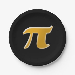 Golden PI on Black Paper Plates