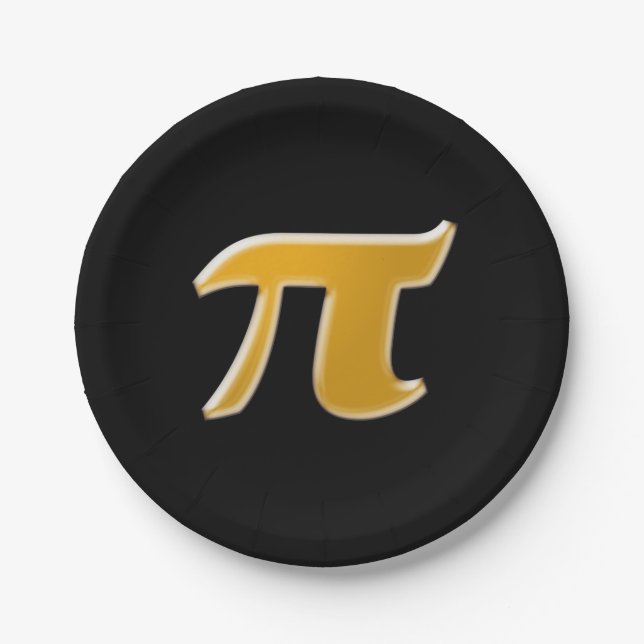 Golden PI on Black Paper Plates (Front)