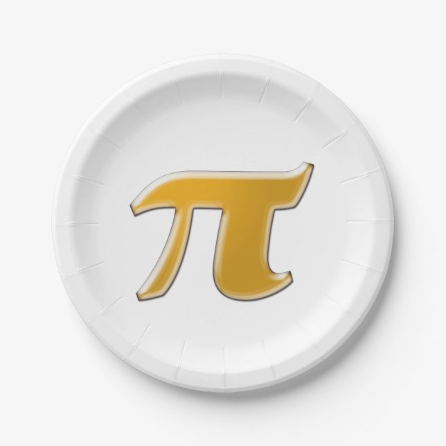 Golden PI on White Paper Plates (Front)