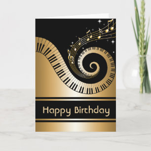 Golden Piano Keys and Gold Music Notes
