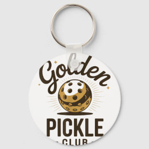 Golden pickle club funny pickleball players keychain