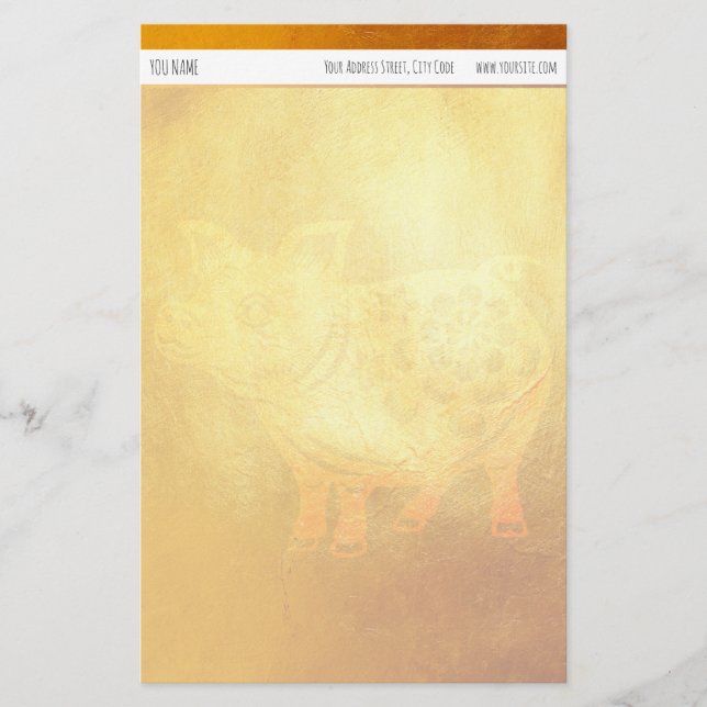 Golden Pig Chinese New Year personalized Paper (Front)