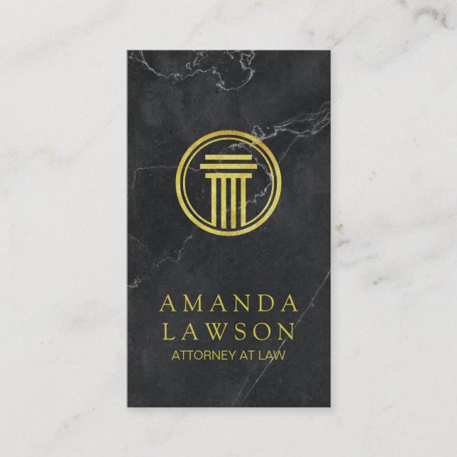 Golden Pillar | Black Marble | Attorney Appointment Card (Front)