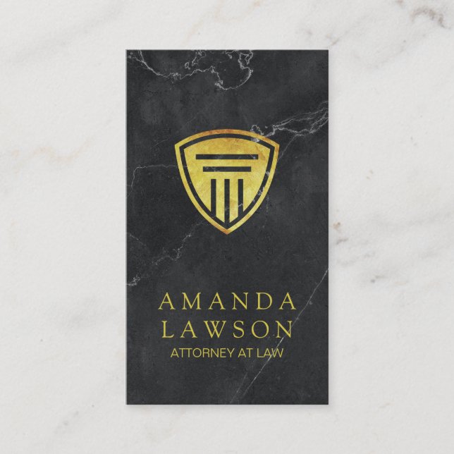 Golden Pillar Shield | Black Marble | Attorney Appointment Card (Front)
