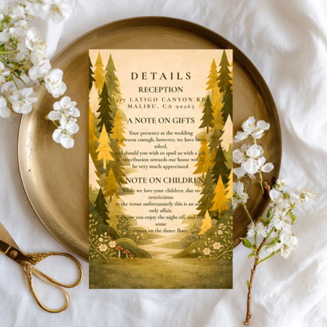 Golden Pine Forest Wedding Enclosure Card (Creator Uploaded)