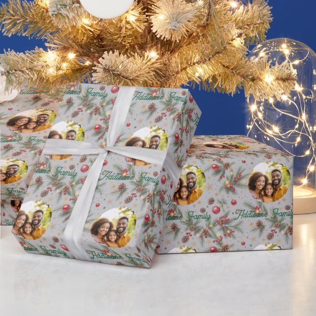 Golden Pine Frame Wrapping Paper (Holidays)