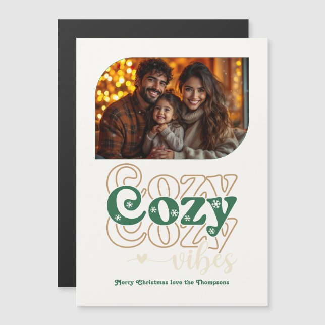 Golden Pine Holiday Keepsake Christmas Photo (Front/Back)