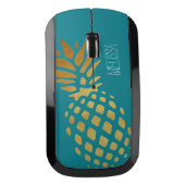 Golden Pineapple Blue Background Wireless Mouse (Front)