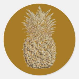 Golden Pineapple Classic Round Sticker