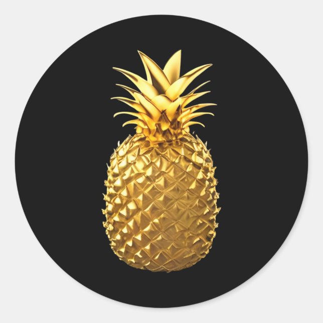Golden Pineapple Classic Round Sticker (Front)