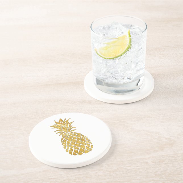 golden pineapple drink coaster (Side)