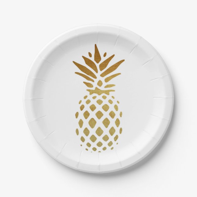 Golden Pineapple, Fruit in Gold Paper Plates (Front)