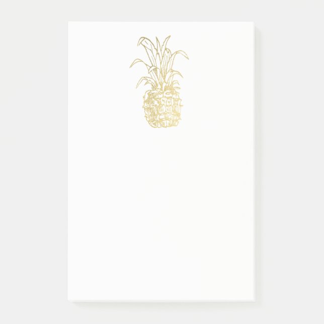 Golden Pineapple Gold Faux Foil Elegant Custom Post-it Notes (Front)