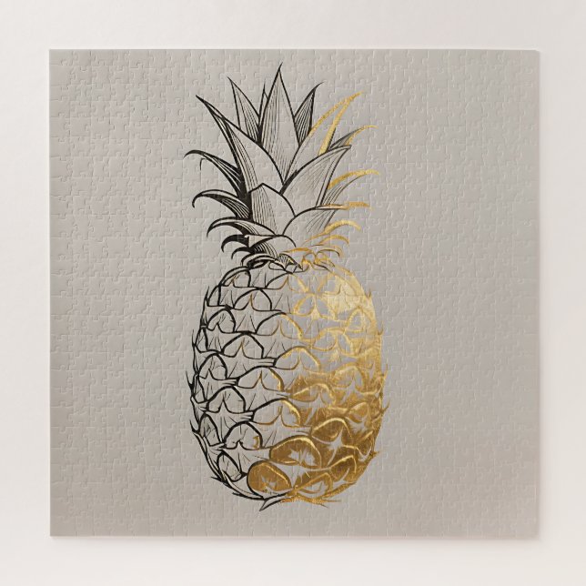 Golden Pineapple Line Art Jigsaw Puzzle (Vertical)