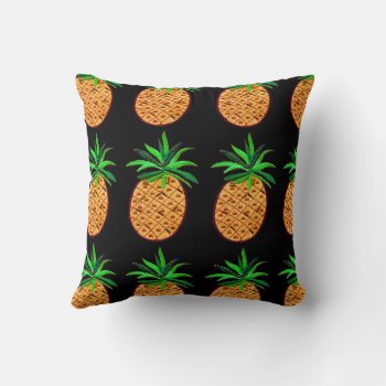 Golden Pineapple On Black Throw Pillow by Rebecca_Reeder at Zazzle