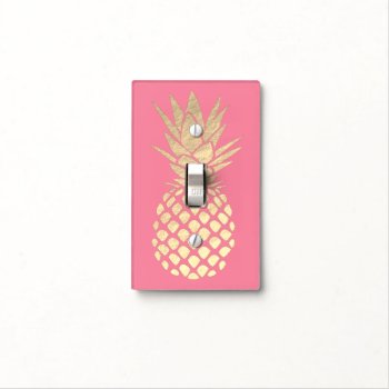 Golden Pineapple On Pink Light Switch Cover by paesaggi at Zazzle