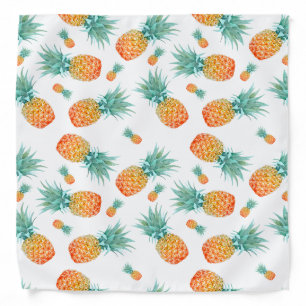 Golden Pineapple Pattern   Tropical Fruit Bandana