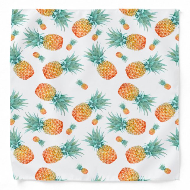 Golden Pineapple Pattern | Tropical Fruit Bandana (Front)