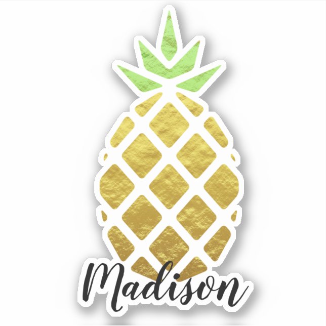 Golden Pineapple | Personalized Custom Cut Sticker (Front)