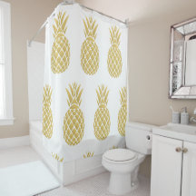 Golden Pineapple Shower Curtain