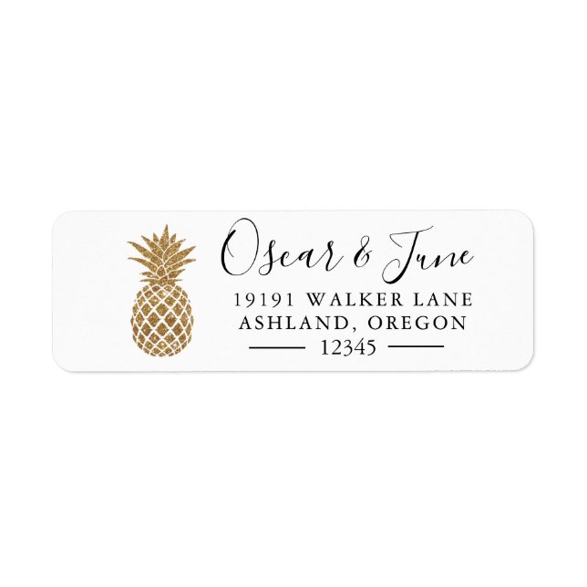 Golden Pineapple Simple Summer Tropical address Label (Front)