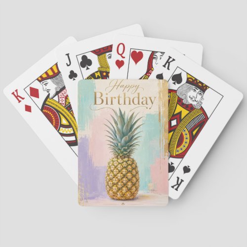 Golden Pineapple Tropical Birthday Poker Cards