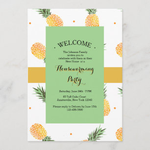 Golden Pineapples House Warming Party Invitations
