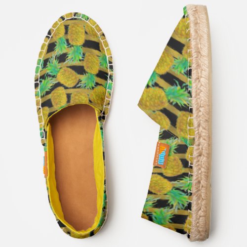 Golden Pineapples On Stripes  Monogram Espadrilles