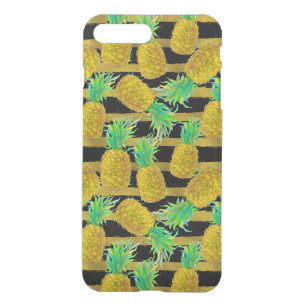 Golden Pineapples On Stripes iPhone 8 Plus/7 Plus Case