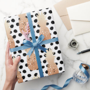 Golden Pineapples Pattern Tropical  Wrapping Paper