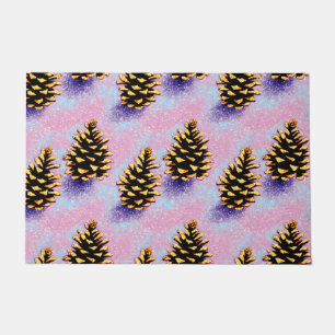 Golden Pinecones Door Mat