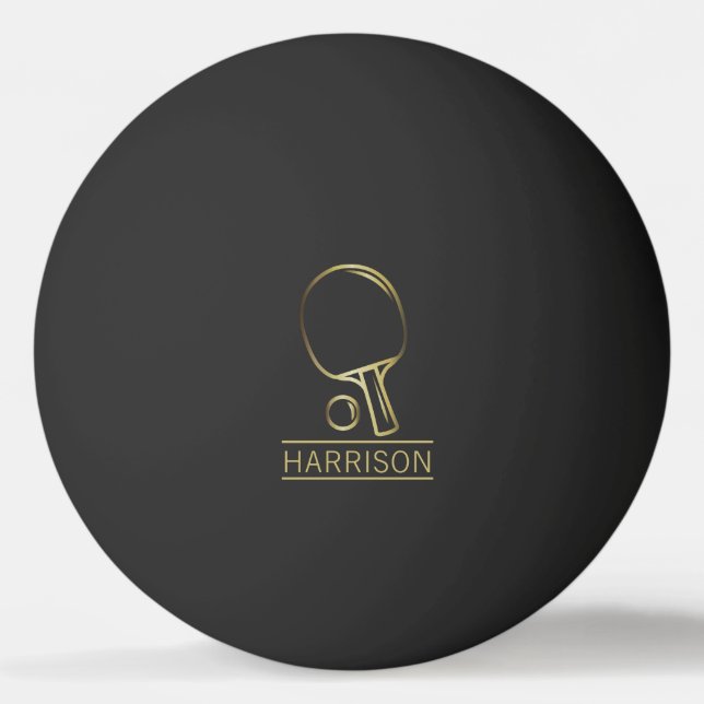 Golden Ping Pong Emblem Personalized Ball (Front)