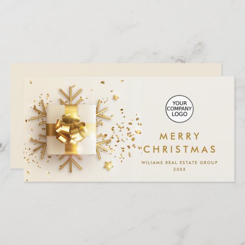 Golden Pink Christmas Ornament Corporate Greeting  Holiday Card