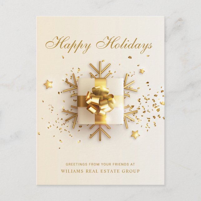 Golden Pink Christmas Ornament Corporate Greeting  Holiday Postcard (Front)