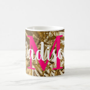 Golden Pink Custom Monogram Personalized Coffee Mug