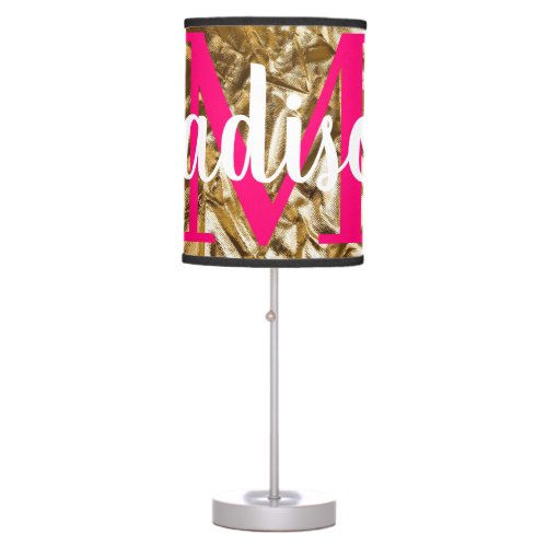 Golden Pink Custom Monogram Personalized  Table Lamp