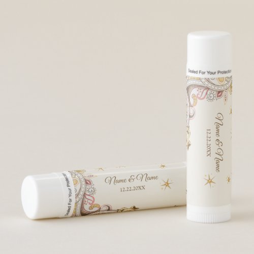 Golden Pink Floral Geometric Tan Lip Balm