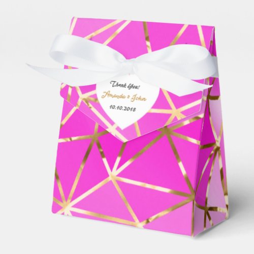 Golden Pink White Wedding Favor Thank You Favor Boxes